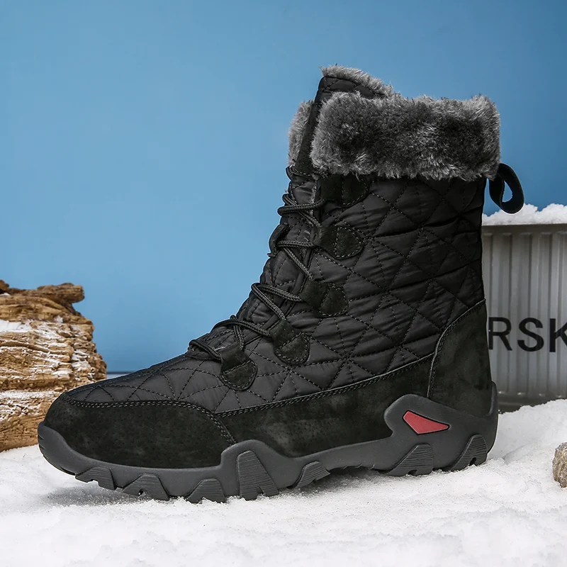Leather Men Boots Winter with  Super Warm Snow Boots Men Waterproof Work  High T - £158.68 GBP