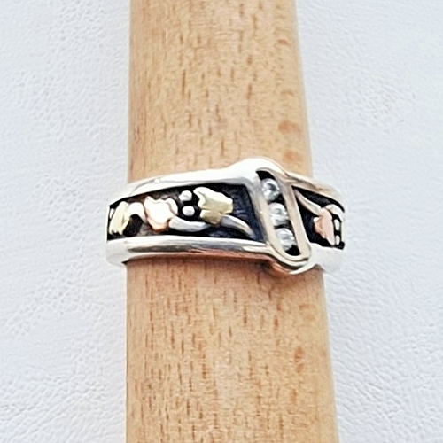 BLACK HILLS 12K THREE TONE GOLD ON 925 STERLING SILVER BAND RING SIZE 8.75 AT Item image 7