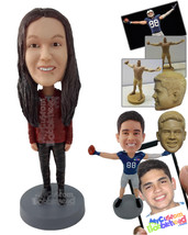 Personalized Bobblehead Gorgeous Woman Wearing Sweater And Pants With Shoes - Le - £72.52 GBP