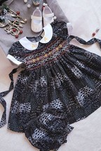 Corduroy Hand-Smocked Embroidered Baby Girl Dress. Toddler Girl Smocking... - £30.59 GBP