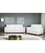 Kimberley 2PC White and Gold Velvet LED Sofa Set with Gold Legs - $1,599.00
