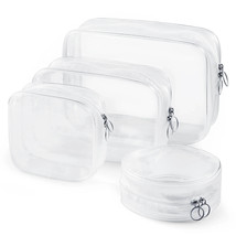 4 Pc Clear/White TSA Approved Travel Toiletry Bag Set Portable, Lightweight NEW - £14.26 GBP