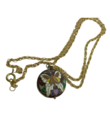 Vintage Necklace Butterfly Hearts Cloisonne Enamel Pendant 70s Boho Hippy - £14.73 GBP