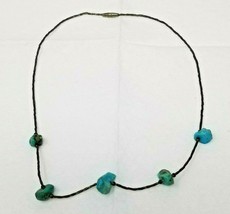 Necklace Choker Silver Solder Tumbled Turquoise Vintage 16&quot;  - £14.89 GBP