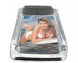 Beach Pin Up Girls D2 Glass Square Ashtray 4&quot; x 3&quot; Smoking Cigarettes - £39.53 GBP
