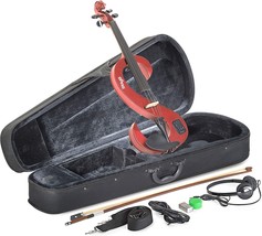 Metallic Red, 5 X 12 X 32 Inches, Stagg Evn 4/4 Mrd Silent Violin Set With Case. - £246.16 GBP