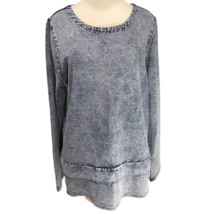 Marc New York Womens Tunic Top Blue Long Sleeve Double Illusion Slits Boho L - £28.39 GBP