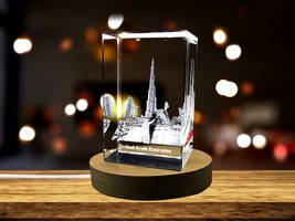 LED Base included | Burj Khalifa 3D Engraved Crystal Collectible Souvenir - £31.44 GBP - £314.53 GBP