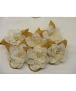 Vintage Handmade Napkin Rings Set of 6  Cream w Embroidery Cross Stitch #34 - $368.72 MXN