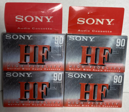 SONY HF 90 Minute Blank Audio Cassette Tapes 4 Tapes New Sealed  - $21.87