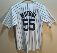 Hideki Matsui #55 New York Yankees MLB Vintage Boys White Pinstripe Jersey L - £21.17 GBP