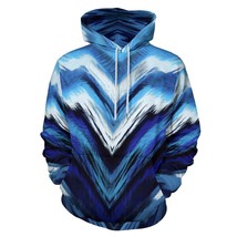 Men&#39;s hoodie Black and Blue Tiger Stripe Sweater Long Sleeve Sweatshirt for Men - £29.89 GBP