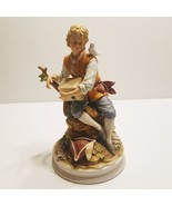 Vintage Porcelain Boy with Bird figurine by Andrea by Sadek #7589 Hand-P... - £29.70 GBP