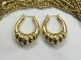 14k Gold Overlay Hoop Earrings 1 1/2 inches #a1 - £18.21 GBP