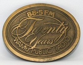 Vintage Wamu Radio 88.5 Fm Twenty Years Hit Line Usa Brass Belt Buckle Bluegrass - £63.30 GBP