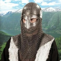 18GA SCA LARP Medieval Viking Chainmail Helmet Knight Armor Helmet Replica - £202.38 GBP