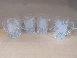 Rose Pearls Crystal Home Beautiful Set Of 4 Frosted Rose Mugs Japan 12 Ounce - £23.85 GBP