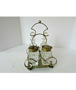 VINTAGE 1930&#39;S CRYSTAL &amp; EPNS CONDIMENT CADDY SHAKER JAM &amp; CRUETS ENGLAN... - $14.80