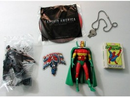 Batman/Mr Miracle figure,Punisher necklace,Spiderman Card,Captain America magnet - £18.68 GBP