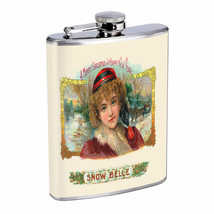 Vintage Cigar Box Poster D25 Flask 8oz Stainless Steel Hip Drinking Whiskey - £11.69 GBP