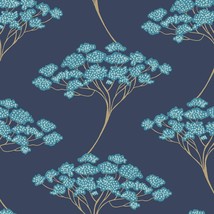 Ficus Peel And Stick Wallpaper, Blue, Nuwallpaper Nus3147 - £34.45 GBP