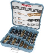 Hi-Spec Tools Drill Bit Set 130pc Multi SAE – 11 Sizes 1/16in to 3/8in –... - $38.99