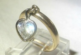 14k Yellow Gold Cz Heart Charm Pinky Ring - One Of A Kind - £136.18 GBP