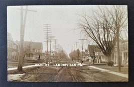 1910 antique LANDISVILLE PA PHOTOGRAPH rppc MAIN Street Postcard Wm. A. ... - £53.36 GBP