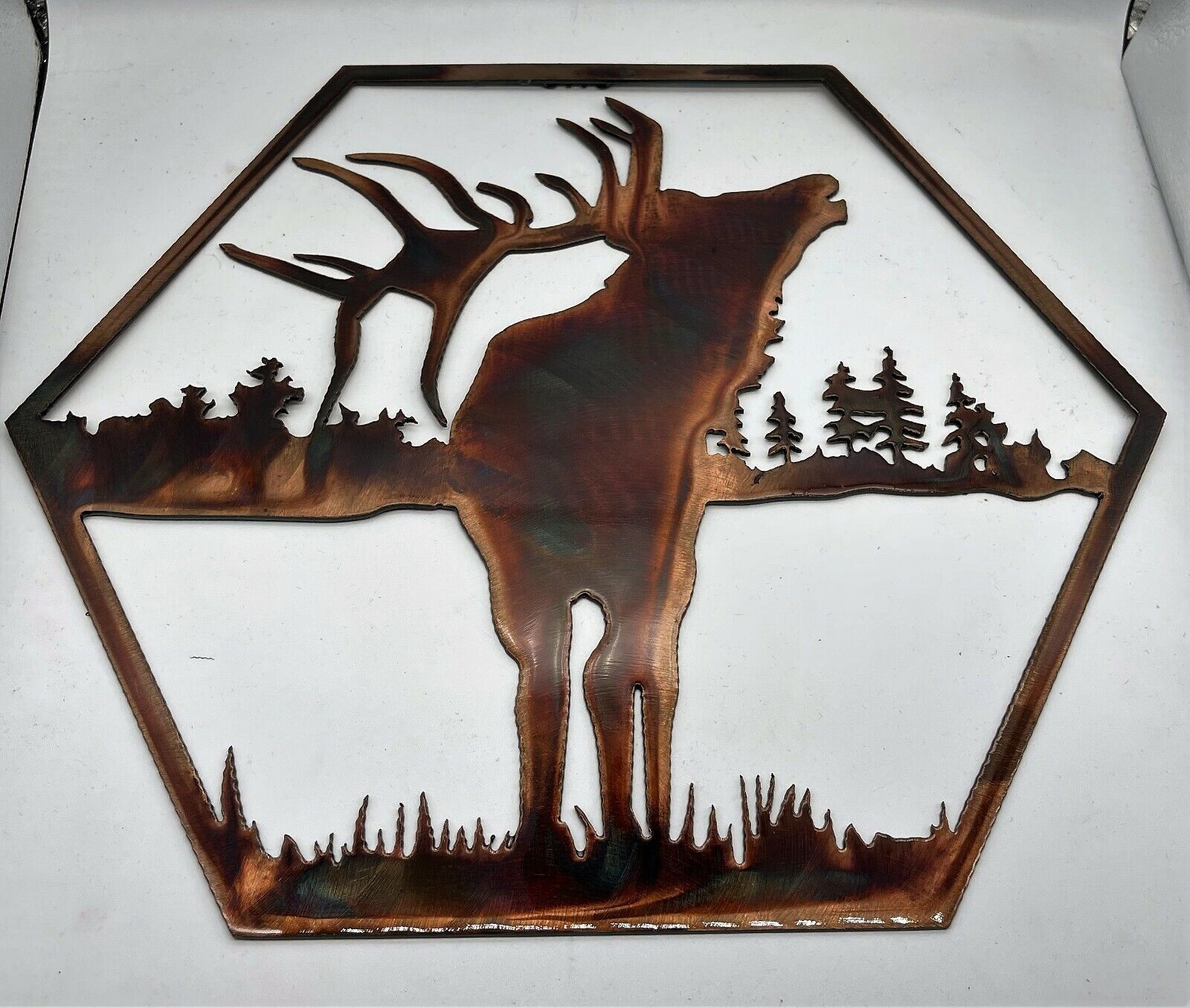 Primary image for Elk Hexagon Metal Wall Art 12" tall x 14 " wide