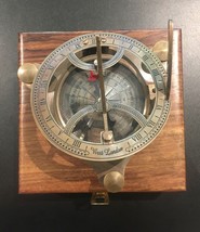Antique Brass Large Sundial Compass With Wooden Box x-mas gift item - £40.19 GBP