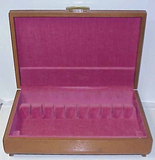 Vtg Lined Wood Chest for Sterling/Silverplate Flatware - Hinged Box - $20.00