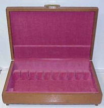 Vtg Lined Wood Chest for Sterling/Silverplate Flatware - Hinged Box - £15.66 GBP
