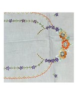 Vintage Hand Embroidered Table Runner Floral Orange Purple 16” X 37” Cot... - £22.38 GBP