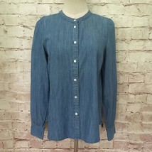 J.Crew POINT SUR Puff Sleeve Denim Chambray Button Up Shirt Blue Size XX... - £33.02 GBP