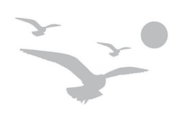3 Sea Gulls and Sun - Coastal Design Series - Etched Decal - For Shower Doors, G - $22.00