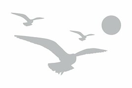 3 Sea Gulls and Sun - Coastal Design Series - Etched Decal - For Shower Doors, G - £17.58 GBP