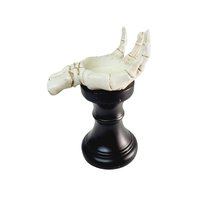 Skeleton Hand Pedestal Candle Holder Black White 8 Inch Resin Halloween Fall - £19.54 GBP