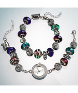 Lampwork Murano Slide Peacock Beads Watch &amp; Bracelet Set (jt2) - $34.99