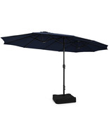 15 Feet Double-Sided Twin Patio Umbrella with Crank and Base-Navy - Colo... - €172,28 EUR