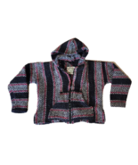 Baja Joe Kids Rug Zip Up Hoodie Blanket Hippie Pink Striped Mexico Ponch... - £13.54 GBP