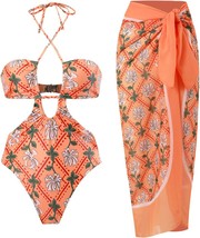 One Piece Swimsuit with Cover up Wrap Skirt - £50.05 GBP