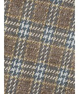 VTG 60’s 70’s Brown Blue Plaid Polyester 1 Yd &amp; 24” Fabric 62 Wide - £1.56 GBP