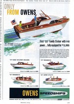 Owens Speedships Magazine Advertisement 1950&#39;s Cruisers Runabouts - £11.85 GBP