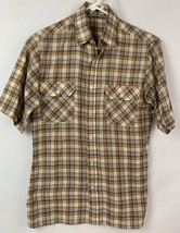 Vintage Levis Western Shirt Button Plaid Short Sleeve Collared Work Men’s Small - £27.37 GBP