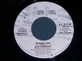 Bad Company Vintage Burnin Sky Promotional 45 Rpm Record Vintage 1976 - £14.93 GBP