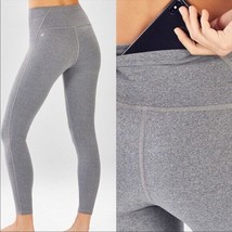 New Fabletics Womens Leggings Gray M High Waist Power Heathered Yoga Run Pockets - £116.07 GBP