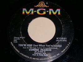 Connie Francis You&#39;re Mine 45 Rpm Record Mgm Vintage - $18.99