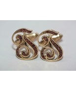 Vintage LUCIEN PICCARD 14K Yellow Gold Letter T Initial Cufflinks with G... - $1,233.84 CAD