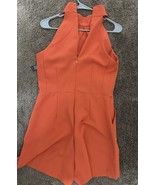 New York &amp; Company Women’s Orange Pocketed Halter Top Romper Size Medium - $34.64