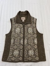 Woolrich 100% Wool Full Zip Sweater Vest Size Small. Color Camel. Flowers - £11.98 GBP
